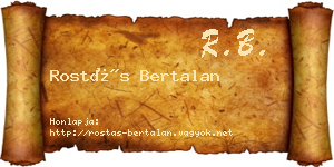 Rostás Bertalan névjegykártya